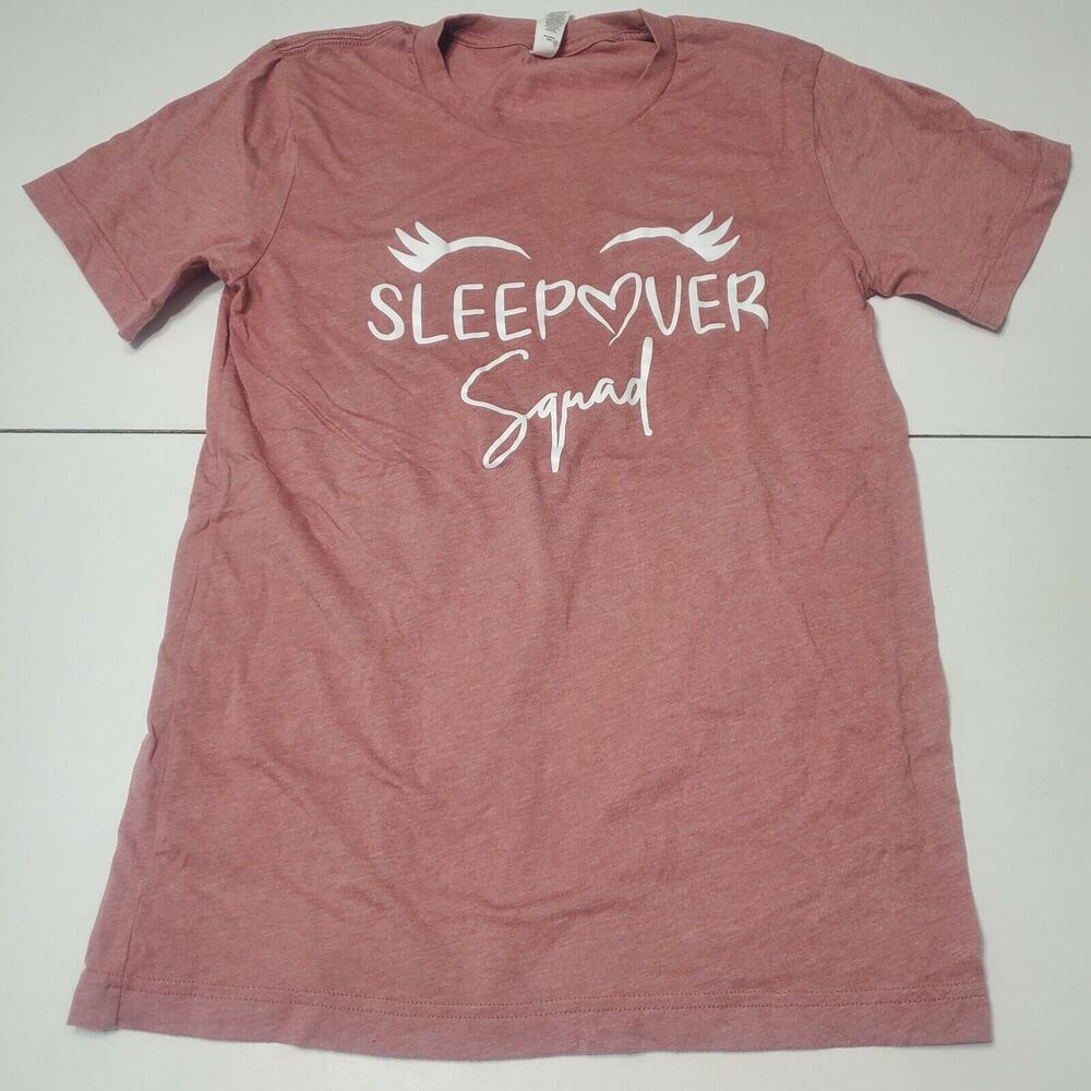 Bella + Canvas Women Small Graphic T-Shirt Maroon Sleepover Squad Heathered Eye